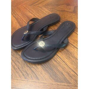 Tory Burch Black CLASSIC FLIP-FLOP leather sandals  sz 6.5